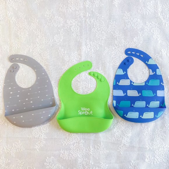 Silicone Baby Bibs For Infants and Toddlers Set of 3 - Picture 1 of 5